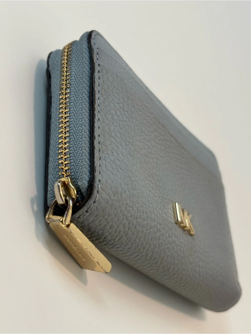 MICHAEL KORS ($138) Jet Set Travel Small  Steel Blue Pebbled Leather Wallet